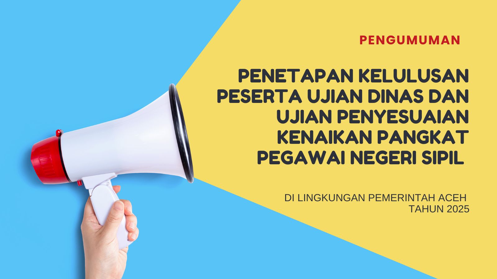 Penetapan Kelulusan Peserta Ujian Dinas dan Ujian Penyesuaian Kenaikan Pangkat Pegawai Negeri Sipil di Lingkungan Pemerintah Aceh  Tahun 2025